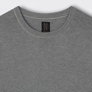 Batoner : T-shirt en Coton à Fines Rayures : Gris