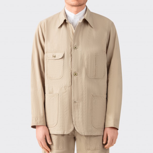 “JACKSON”  Linen & Cotton Jacket : Beige