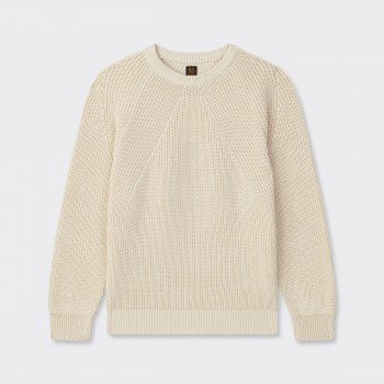 Batoner : Pull Col Rond "Signature" en Coton : Ivoire