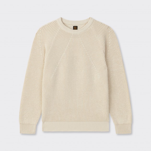 Batoner : Pull Col Rond "Signature" en Coton : Ivoire