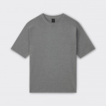Batoner : T-shirt en Coton à Fines Rayures : Gris