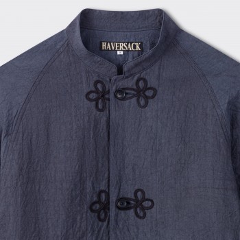 Veste Mandarin en Lin : Marine