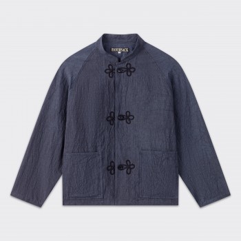 Veste Mandarin en Lin : Marine