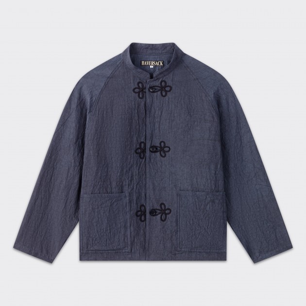 Veste Mandarin en Lin : Marine