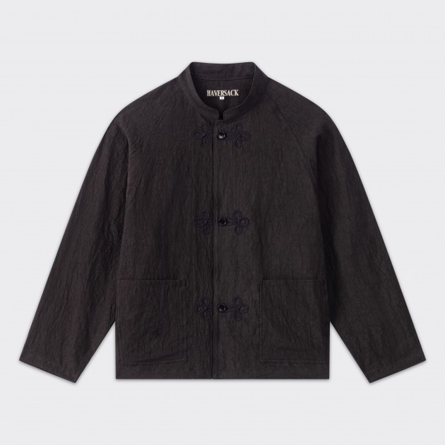 Linen Mandarin Jacket : Black