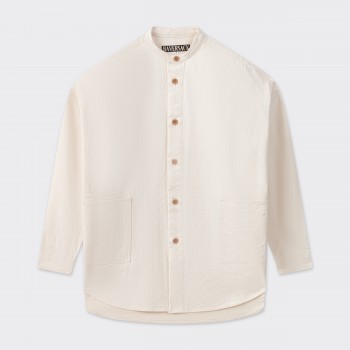 Band Collar Overshirt : Ecru