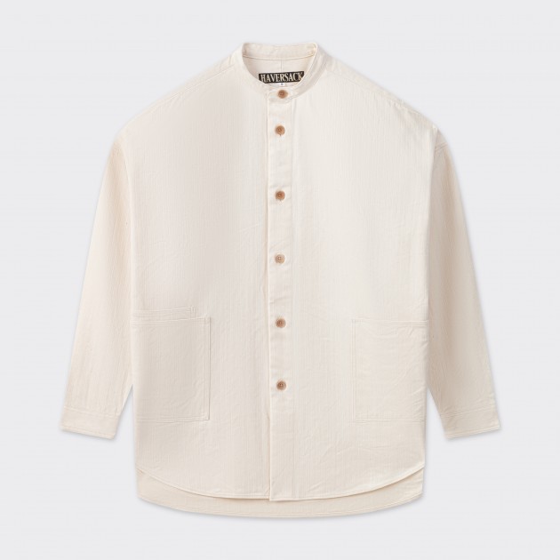 Band Collar Overshirt : Ecru