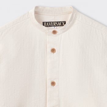 Band Collar Overshirt : Ecru
