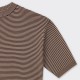 T-shirt Col Montant à Rayures : Marron/Beige