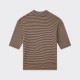 Stripes Mock Neck T-shirt : Brown/Beige