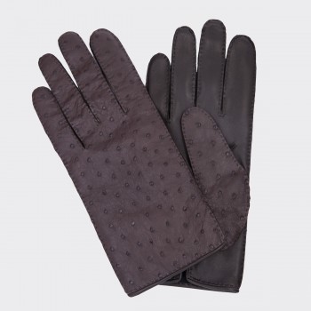 Gants Autruche et Agneau : Marron/ Marron Foncé