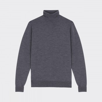 Pull Col Roulé Laine Mérinos : Gris Foncé