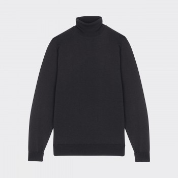 Pull Col Roulé Laine Mérinos : Noir