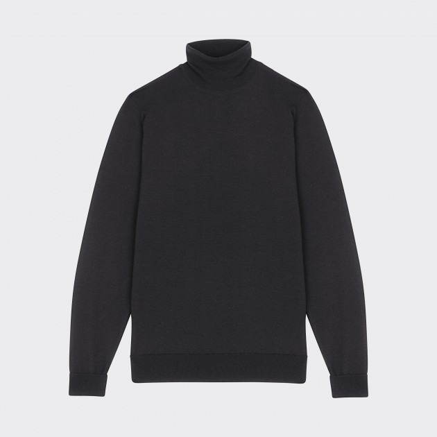 Pull Col Roulé Laine Mérinos : Noir