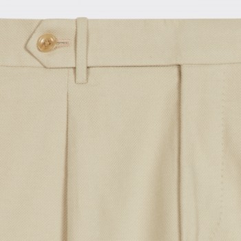 Pantalon en Gabardine Texturée : Écru 