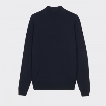 Merino Wool Mock Neck : Dark Navy