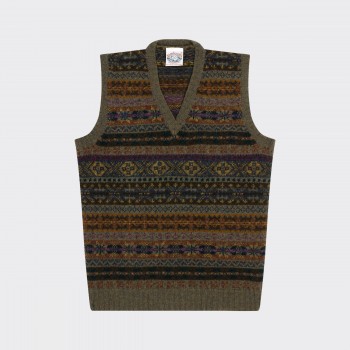 Fair Isle Knit Vest : Olive