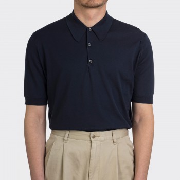 Short Sleeves Cotton Polo Shirt : Navy
