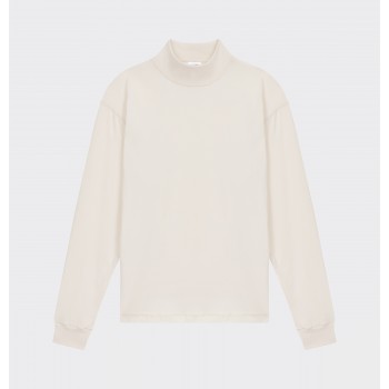 T-shirt Fin Col Cheminée : Écru