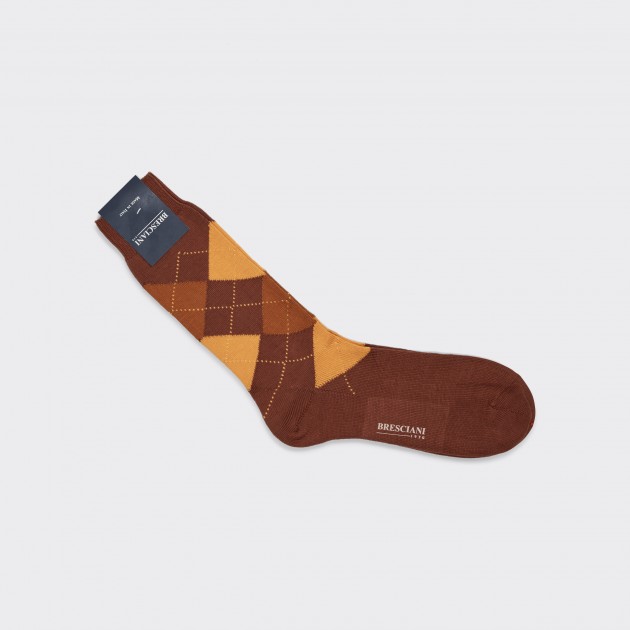 Chaussettes Courtes Argyle Coton : Marron/Jaune