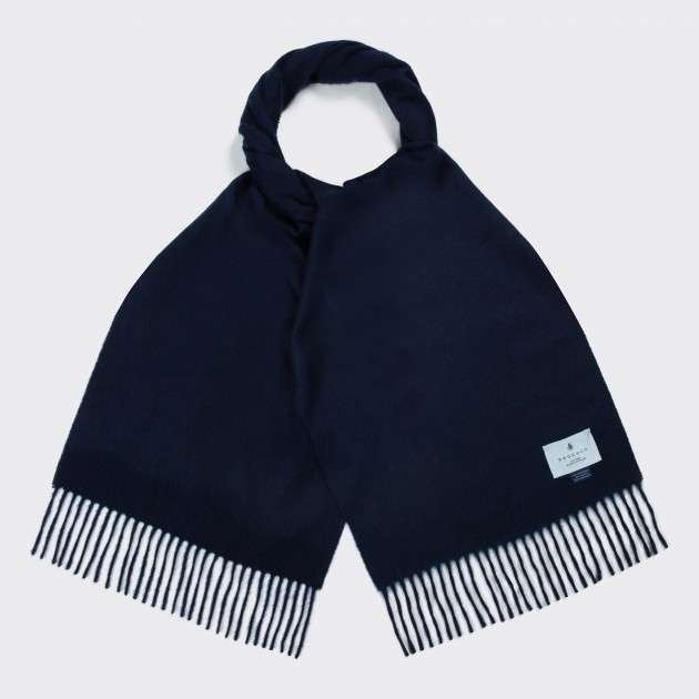 Lambswool and Angora Scarf : Midnight Blue