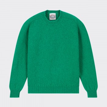 Pull Col Rond Laine Peignée : Vert Menthe