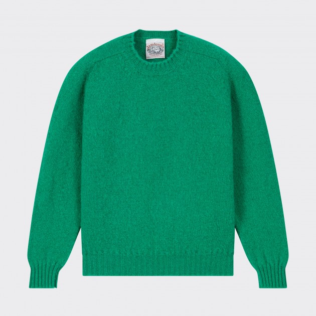 Pull Col Rond Laine Peignée : Vert Menthe