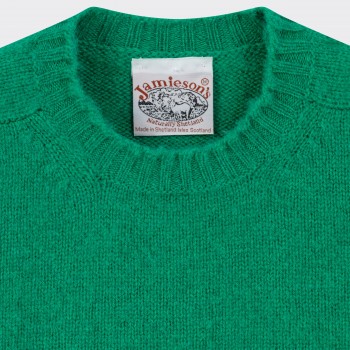 Pull Col Rond Laine Peignée : Vert Menthe