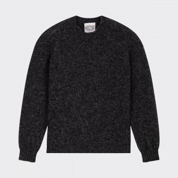 Pull Col Rond Laine Peignée  : Gris