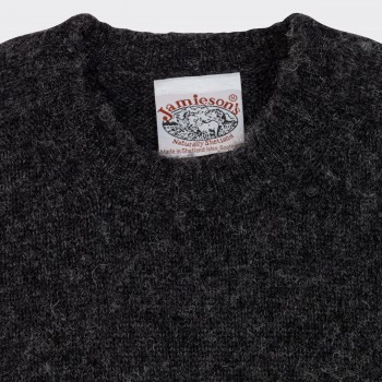 Pull Col Rond Laine Peignée  : Gris