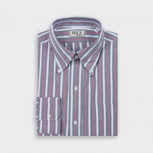 Chemise Rayures “OCBD” Classique : Blanc/Rouge/Bleu