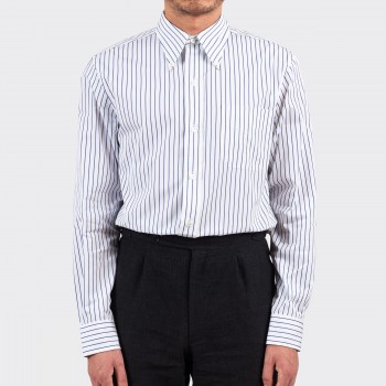 Stripes Button-Down Shirt : White/Blue