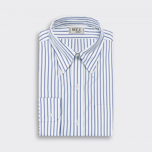 Stripes Button-Down Shirt : White/Blue