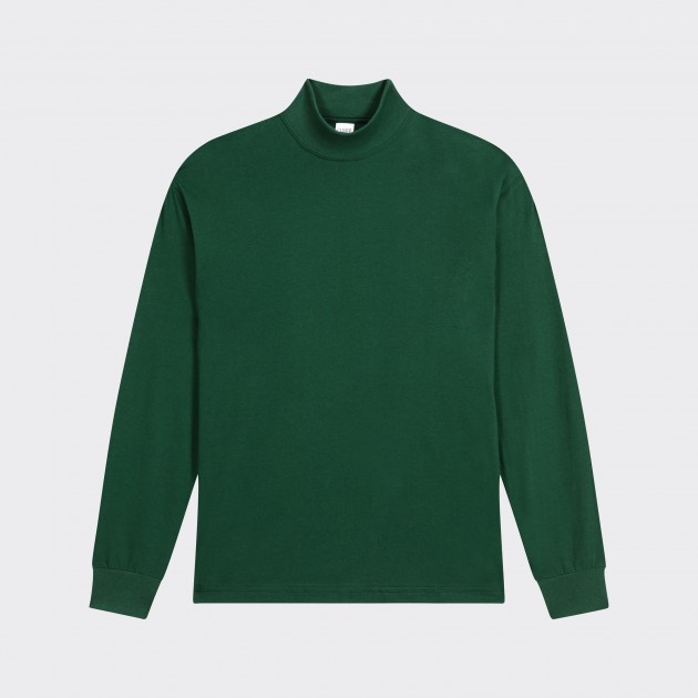 T-Shirt Fin Col Cheminée  : Vert Dartmouth 