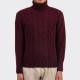 Pull Aran Mérinos Col Roulé : Bordeaux
