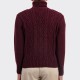 Pull Aran Mérinos Col Roulé : Bordeaux
