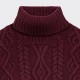 Pull Aran Mérinos Col Roulé : Bordeaux