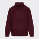 Pull Aran Mérinos Col Roulé : Bordeaux