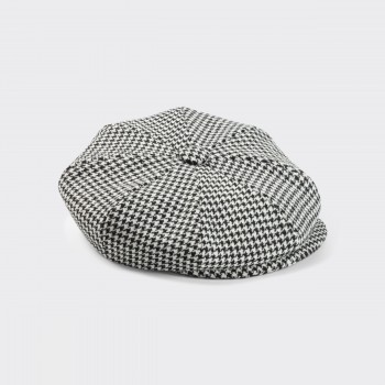 Casquette « 8-Panels » Pied-de-Poule : Blanc/Noir 