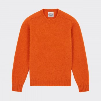Pull Col Rond Laine Peignée : Orange