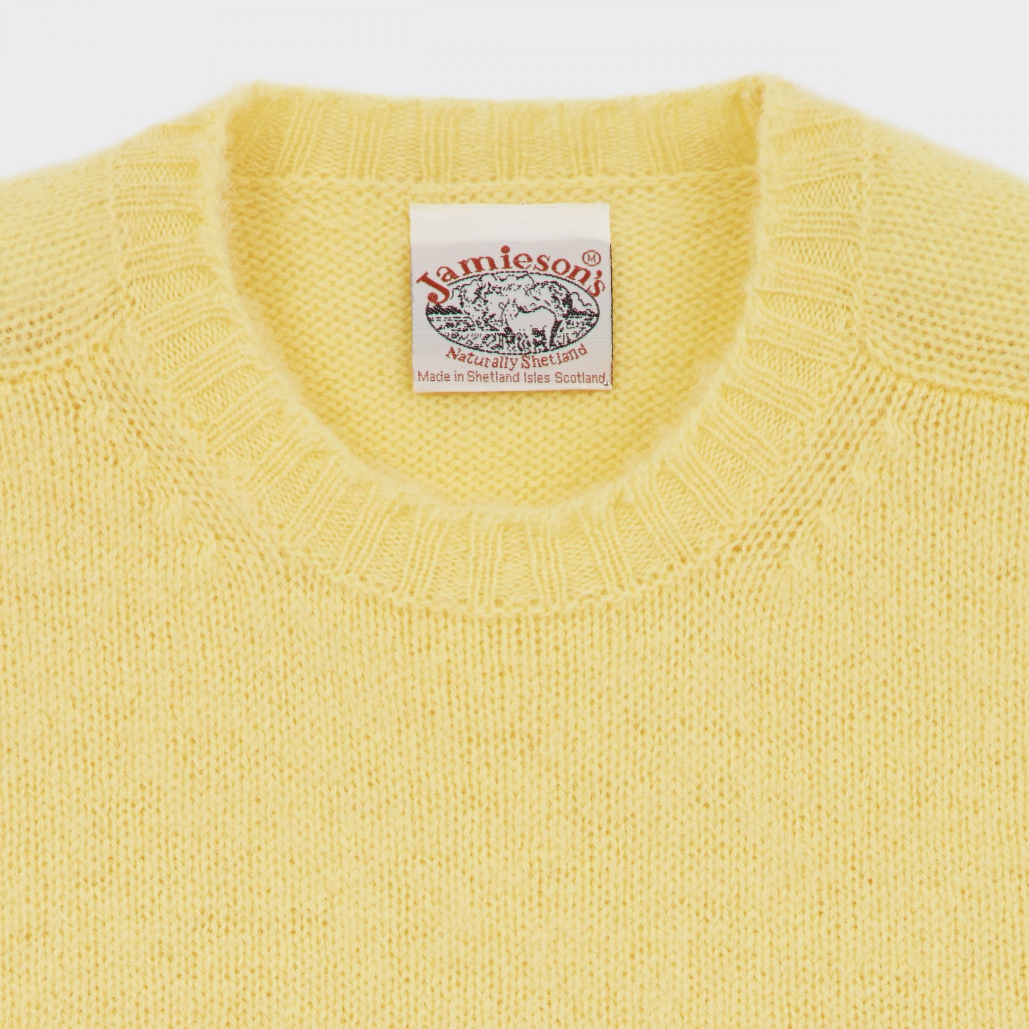 Jamieson's : Brushed Wool Crewneck Knit : Butter Yellow