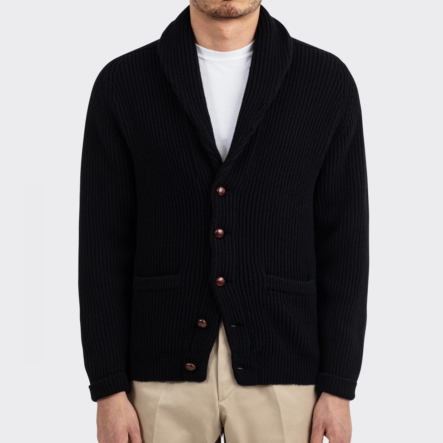 black lambswool cardigan
