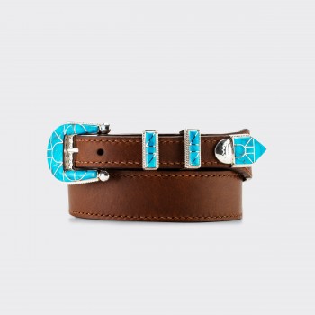 Ranger Belt Amérindienne en Turquoise : Marron