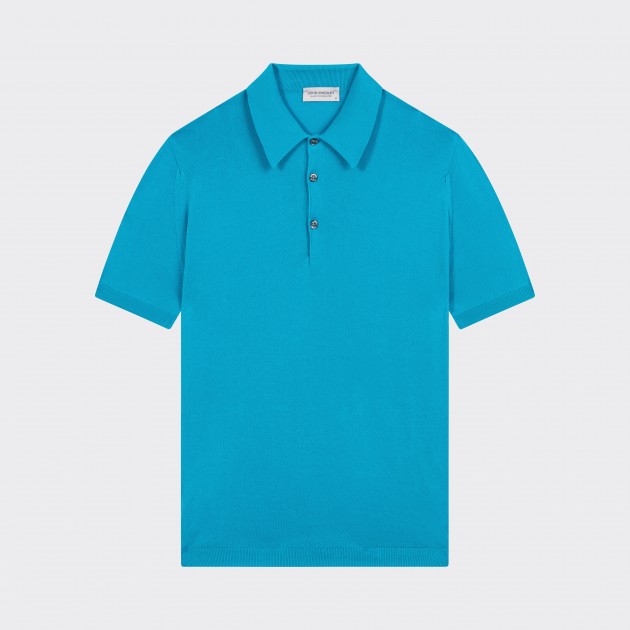 John Smedley : Short Sleeves Cotton Polo Shirt : Turquoise