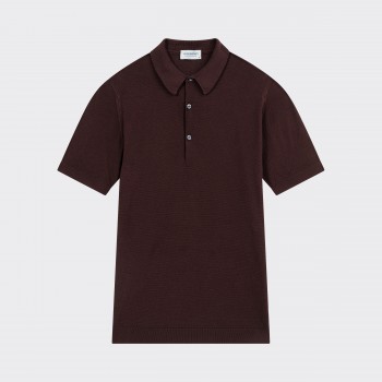 Textured Cotton Polo Shirt : Chocolate