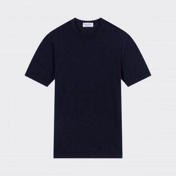 T-shirt Coton Texturé : Bleu Marine