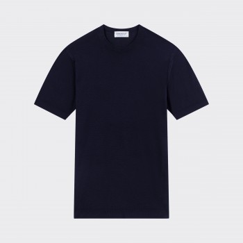 T-shirt Coton Texturé : Bleu Marine  