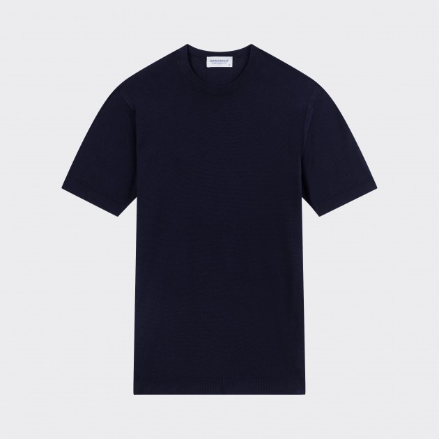 T-shirt Coton Texturé : Bleu Marine