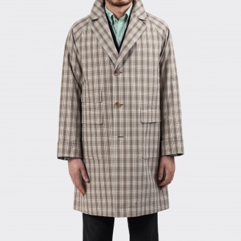 CHECKED "CORB II” OVERCOAT : BEIGE