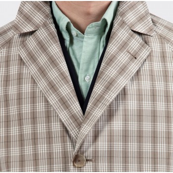 CHECKED "CORB II” OVERCOAT : BEIGE